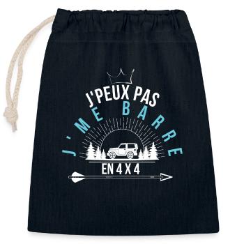 J'peux pas J'me Barre EN Voiture - Sac cadeau en coton avec cordon (25 x 30 cm) - bleu marine - Devant