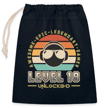 Level 19 - Closable cotton gift bag (25x30cm) - navy - Front