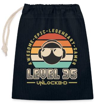 Level 35 - Closable cotton gift bag (25x30cm) - navy - Front