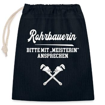 Rohrbauerin Meisterin Rohrbauermeisterin Rohrbau - Verschließbarer Geschenkbeutel aus Baumwolle (25x30cm) - Navy - Vorne