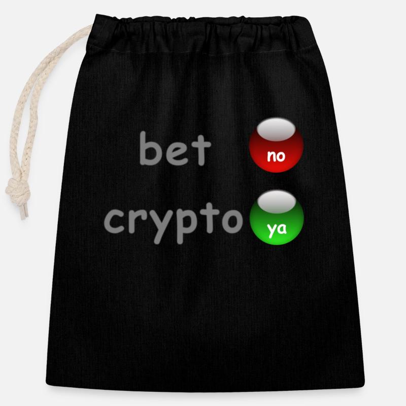 Oui à Crypto! - Sac cadeau en coton avec cordon (25 x 30 cm) - noir