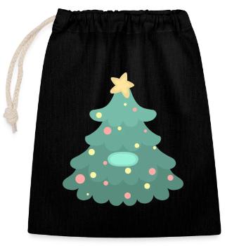Christmas Tree - Name Tag - Closable cotton gift bag (25x30cm) - black - Front
