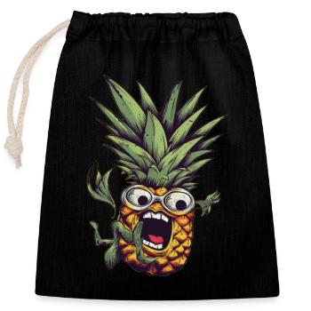 Fallende Nerdy Ananas mit Brille - Verschließbarer Geschenkbeutel aus Baumwolle (25x30cm) - Schwarz - Vorne