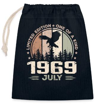 Incomparable since July 1969, 55th Anniversary - Closable cotton gift bag (25x30cm) - navy - Front