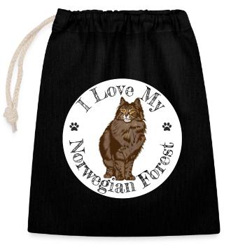 I Love My Brown Norwegian Forest - Closable cotton gift bag (25x30cm) - black - Front