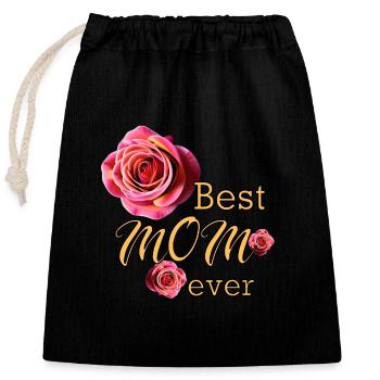 Muttertag best Mom ever - Verschließbarer Geschenkbeutel aus Baumwolle (25x30cm) - Schwarz - Vorne