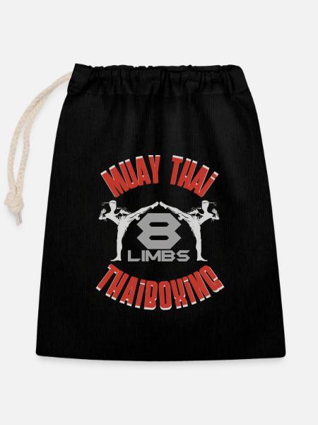 Muay Thai - Verschließbarer Geschenkbeutel aus Baumwolle (25x30cm) - Schwarz
