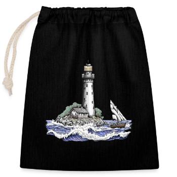 Lighthouse - Closable cotton gift bag (25x30cm) - black - Front