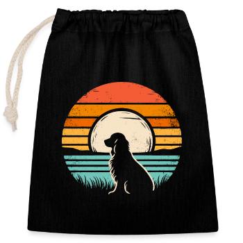 Cocker Spaniel Vintage Sunset dark - Closable cotton gift bag (25x30cm) - black - Front
