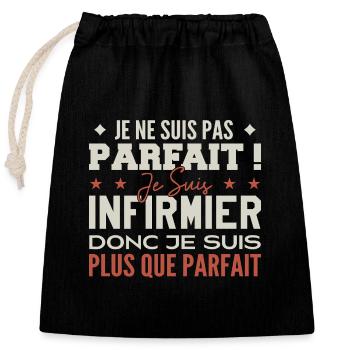 Un Infirmier, le Métier de Rêve Mis à l’Honneur - Sac cadeau en coton avec cordon (25 x 30 cm) - noir - Devant