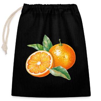 Aquarelle fruits orange avec des feuilles - Sac cadeau en coton avec cordon (25 x 30 cm) - noir - Devant