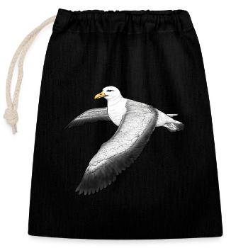 Albatross flying - Closable cotton gift bag (25x30cm) - black - Front
