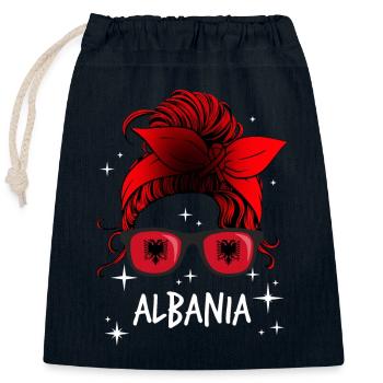 Albania - Closable cotton gift bag (25x30cm) - navy - Front