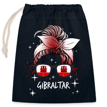 Gibraltar - Sac cadeau en coton avec cordon (25 x 30 cm) - bleu marine - Devant