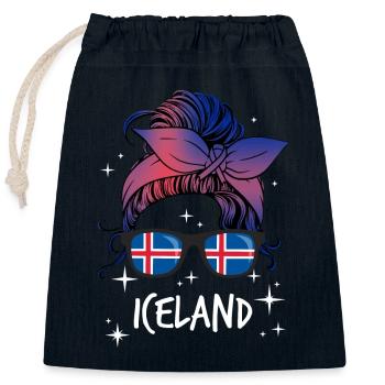 Islande - Sac cadeau en coton avec cordon (25 x 30 cm) - bleu marine - Devant