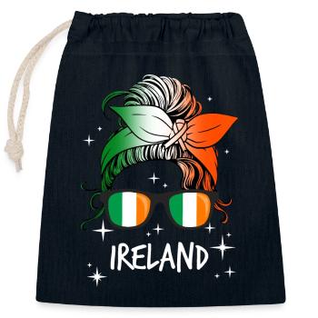 Irlande - Sac cadeau en coton avec cordon (25 x 30 cm) - bleu marine - Devant