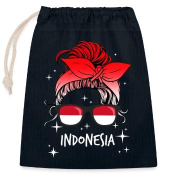 Indonesia - Closable cotton gift bag (25x30cm) - navy - Front