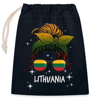 Lithuania - Closable cotton gift bag (25x30cm) - navy - Front