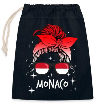 Monaco - Sac cadeau en coton avec cordon (25 x 30 cm) - bleu marine - Devant