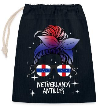 Niederländische Antillen - Verschließbarer Geschenkbeutel aus Baumwolle (25x30cm) - Navy - Vorne