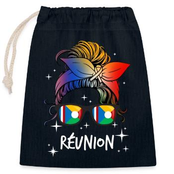 Réunion - Verschließbarer Geschenkbeutel aus Baumwolle (25x30cm) - Navy - Vorne