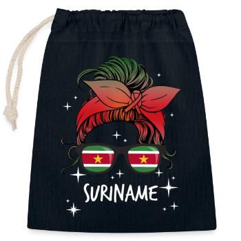 Suriname - Closable cotton gift bag (25x30cm) - navy - Front