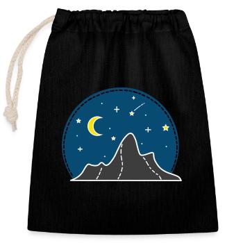 Berge und Sternenhimmel bei Nacht - Brusttasche - Verschließbarer Geschenkbeutel aus Baumwolle (25x30cm) - Schwarz - Vorne