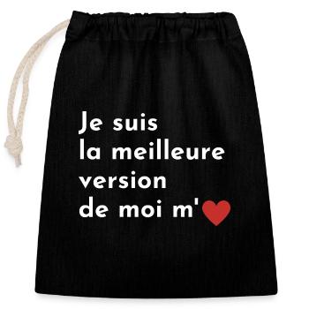 Meilleure version de moi affirmation positive - Sac cadeau en coton avec cordon (25 x 30 cm) - noir - Devant