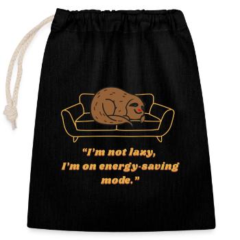 Sloth Energiespar-Lounge-Tee - Verschließbarer Geschenkbeutel aus Baumwolle (25x30cm) - Schwarz - Vorne
