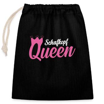 Schafkopf Queen - Verschließbarer Geschenkbeutel aus Baumwolle (25x30cm) - Schwarz - Vorne