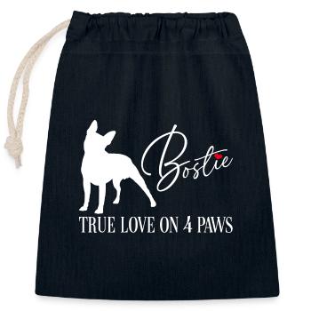Bostie wahre Liebe auf vier Pfoten - Verschließbarer Geschenkbeutel aus Baumwolle (25x30cm) - Navy - Vorne