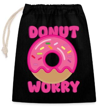 Donut Worry - Closable cotton gift bag (25x30cm) - black - Front