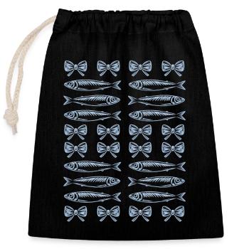 Women's Beach Sardines Bow - Closable cotton gift bag (25x30cm) - black - Front