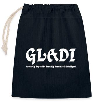 GLADI Großartig - Verschließbarer Geschenkbeutel aus Baumwolle (25x30cm) - Navy - Vorne