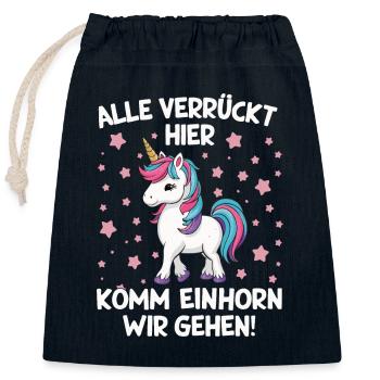 Unicorn Unicorns Mythical Creatures Mystical - Closable cotton gift bag (25x30cm) - navy - Front
