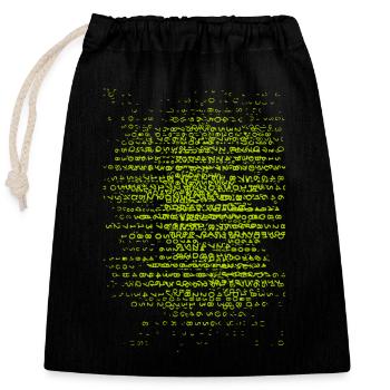 Neon Text-Streifen Muster - Verschließbarer Geschenkbeutel aus Baumwolle (25x30cm) - Schwarz - Vorne