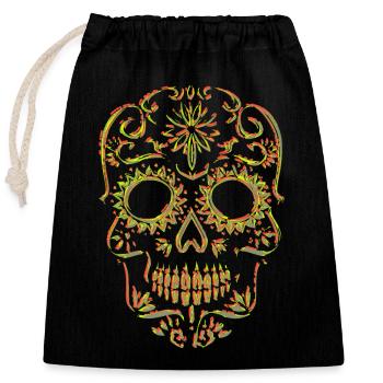 Totenkopf Skull Schädel - Verschließbarer Geschenkbeutel aus Baumwolle (25x30cm) - Schwarz - Vorne