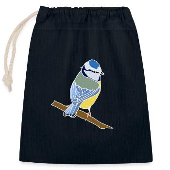 Meise - Verschließbarer Geschenkbeutel aus Baumwolle (25x30cm) - Navy - Vorne