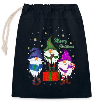 Christmas gnomes goblins gnomes Christmas gnomes - Closable cotton gift bag (25x30cm) - navy - Front