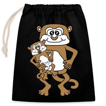 couche sucette papa aeffchen bébé singe suce jamais - Sac cadeau en coton avec cordon (25 x 30 cm) - noir - Devant