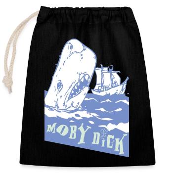 Moby Dick - Verschließbarer Geschenkbeutel aus Baumwolle (25x30cm) - Schwarz - Vorne