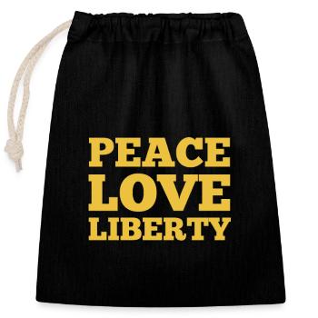 Peace Love Liberty - Closable cotton gift bag (25x30cm) - black - Front