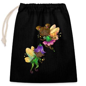 Fée - fée - Sac cadeau en coton avec cordon (25 x 30 cm) - noir - Devant