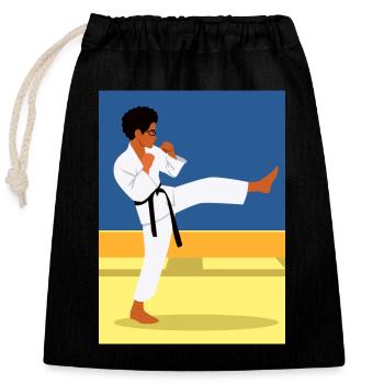 Karate kid - Closable cotton gift bag (25x30cm) - black - Front