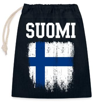 Suomi Distressed Finnish Flag - Closable cotton gift bag (25x30cm) - navy - Front