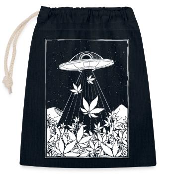 Alien DMT collects Weed - Closable cotton gift bag (25x30cm) - navy - Front