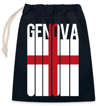 drapeau de Gênes Gênes Genes Génova - Sac cadeau en coton avec cordon (25 x 30 cm) - bleu marine - Devant
