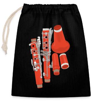 Clarinet Disassembled - Closable cotton gift bag (25x30cm) - black - Front