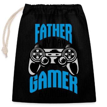 Père de jour Gamer - Sac cadeau en coton avec cordon (25 x 30 cm) - noir - Devant