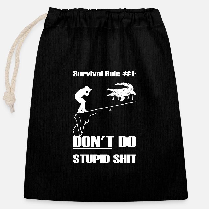 Don't do stupid shit - Verschließbarer Geschenkbeutel aus Baumwolle (25x30cm) - Schwarz